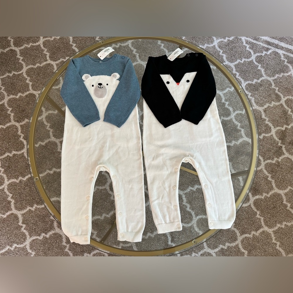 Gymboree - Bear and Penguin Baby Rompers - size 18-24 months
